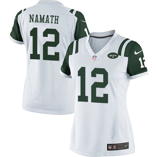 Women's Elite Joe Namath Nike Jersey White Road - #12 NFL New York Jets